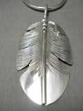 Feather Genius Hand Carved Navajo Sterling Silver Native American Necklace-Nativo Arts