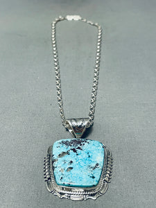 Artist In Smithsonian Native American Navajo Turquoise Sterling Silver Necklace-Nativo Arts