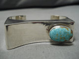 Impressive Navajo Native American Larry Kay Sterling Silver Turquoise Bracelet-Nativo Arts
