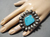 Amazing Vintage Native American Navajo Pilot Mountain Turquoise Sterling Silver Ring-Nativo Arts