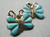 Marvelous Vintage Native American Navajo Turquoise Sterling Silver Butterfly Earrings-Nativo Arts