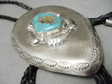 Huge Heavy Men's Vintage Native American Navajo Turquoise Sterling Silver Bolo Tie Old-Nativo Arts