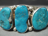 Important Huge Chunky Vintage Native American Navajo Turquoise Sterling Silver Bracelet-Nativo Arts