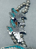 One Of The Best Vintage Native American Navajo Choker Turquoise Inlay Sterling Silver Necklace-Nativo Arts