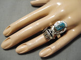 Nel Morton Kachina Native American Navajo Turquoise Sterling Silver Kachian Ring-Nativo Arts