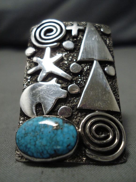 Important Navajo Alex Sanchez Sterling Silver Turquoise Native American Ring-Nativo Arts