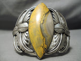 One Of The Biggest Native American Navajo Bumble Bee Sterling Silver Jasper Bracelet-Nativo Arts