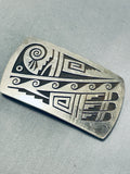 Harvey Quanimptewa Fascinating Vintage Native American Hopi Sterling Silver Buckle Signed-Nativo Arts