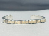 Fabulous Native American Navajo Sterling Silver And 14k Gold Signed Bracelet-Nativo Arts