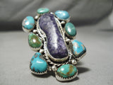 Best Vintage Native American Navajo Turquoise Sugulite Sterling Silver Ring-Nativo Arts