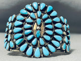 Tremendous Vintage Native American Navajo Turquoise Sterling Silver Cluster Bracelet-Nativo Arts