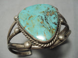 Huge Vintage Native American Navajo Tom Begay Green Turquyoise Sterling Silver Bracelet Cuff Old-Nativo Arts