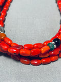 Authentic Singer Native American Navajo Coral Sterling Silver Necklace-Nativo Arts
