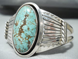 Signed Vintage Native American Navajo #8 Turquoise Mine Sterling Silver Bracelet-Nativo Arts