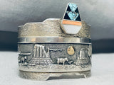 The Best Vintage Native American Navajo Inlay Turquoise Arviso Bracelet Cuff-Nativo Arts