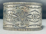 Best All Silver Vintage Native American Navajo Oscar Alexius Sterling Silver Wide Bracelet-Nativo Arts
