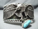 Fascinating Navajo Native American Turquoise Sterling Silver Eagle Bracelet-Nativo Arts