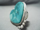 Huge Heart All Love Vintage Native American Navajo Turquoise Sterling Silver Heavy Ring-Nativo Arts