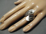 Tremendous Vintage Navajo Feathers Sterling Silver Native American Ring-Nativo Arts