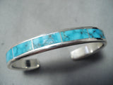 Dramatic Zuni Kingman Turquoise Sterling Silver Bracelet Native American-Nativo Arts