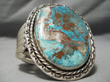 Opulent Vintage Native American Navajo Very Rare Turquoise Sterling Silver Bracelet Old-Nativo Arts