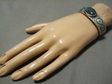 Important Native American Navajo Jeanette Dale Battle Mntn Turquoise Sterling Silver Bracelet-Nativo Arts
