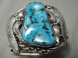 Superior Vintage Native American Navajo Turquoise Leaf Sterling Silver Bracelet-Nativo Arts