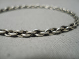 Intricately Hand Woven Vintage Native American Navajo Sterling Silver Rope Bangle Bracelet Old-Nativo Arts