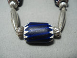 Native American Unique Purple Bead Vintage Sterling Silver Necklace-Nativo Arts