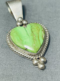 Charming Vintage Native American Navajo Gaspeite Sterling Silver Heart Pendant-Nativo Arts