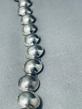 Extremely Rare Half Bead Signed Vintage Native American Navajo Sterling Silver Necklace-Nativo Arts