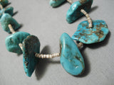 Native American Superior Tabs Of Turquoise Vintage Navajo Sterling Silver Necklace Old-Nativo Arts