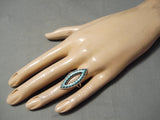 Amazing Vintage Zuni Native American Turquoise Sterling Silver Ring Old-Nativo Arts