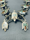 Sensational Vintage Native American Navajo Turquoise Sterling Silver Squash Blossom Necklace-Nativo Arts