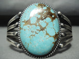 Huge Early Vintage Native American Navajo #8 Turquoise Sterling Silver Bracelet Old-Nativo Arts