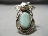 Exceptional Detailed Vintage Native American Navajo Green Turquoise Sterling Silver Kachina Ring-Nativo Arts