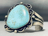 Heavy 90 Gram Native American Navajo Old Turquoise Sterling Silver Bracelet-Nativo Arts