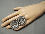 One Of The Most Unique Vintage Native American Navajo Sterling Silver Tall Ring-Nativo Arts