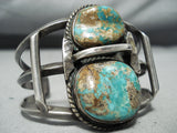 Chunky Vintage Native American Navajo Royston Turquoise Sterling Silver Bracelet Old-Nativo Arts