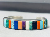 Important Lincoln Family Native American Navajo Vintage Inlay Sterling Silver Bracelet-Nativo Arts