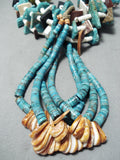 Native American One Of The Biggest Best Vintage Santo Domingo Turquoise Sterling Silver Necklace-Nativo Arts