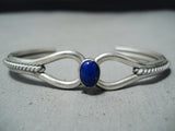 Elegant Vintage Navajo Native American Lapis Sterling Silver Bracelet Old-Nativo Arts