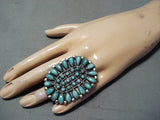 One Of The Biggest Vintage Native American Navajo Turquoise Sterling Silver Ring-Nativo Arts