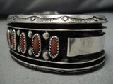 Opulent Vitnage Navajo Coral Sterling Silver Native American Bracelet Old Cuff-Nativo Arts