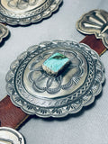 One Of The Best Vintage Native American Navajo Hand Tooled Sterling Silver Turquoise Concho Belt-Nativo Arts
