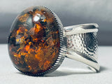 One Of The Best Native American Navajo Amber Sterling Silver Bracelet Cuff-Nativo Arts