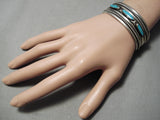 Museum Vintage Native American Navajo Long Turquoise Sterling Silver Bracelet Old-Nativo Arts