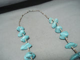 Impressive Vintage Navajo Native American Turquoise Sterling Silver Necklace Old-Nativo Arts