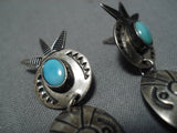 Fabulous Vintage Navajo Native American Sterling Silver Turquoise Earrings-Nativo Arts