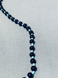 Brilliant Native American Navajo Turquoise Heishi Jet Sterling Silver Necklace-Nativo Arts